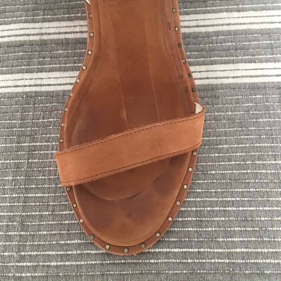 Freda Salvador Fringed Gladiator Block Heel Sandals In Camel Suede US 6.5 - Picture 8 of 13